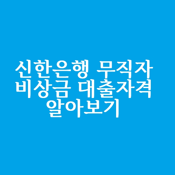  신한은행 무직자 비상금 대출상품 알아볼까요?