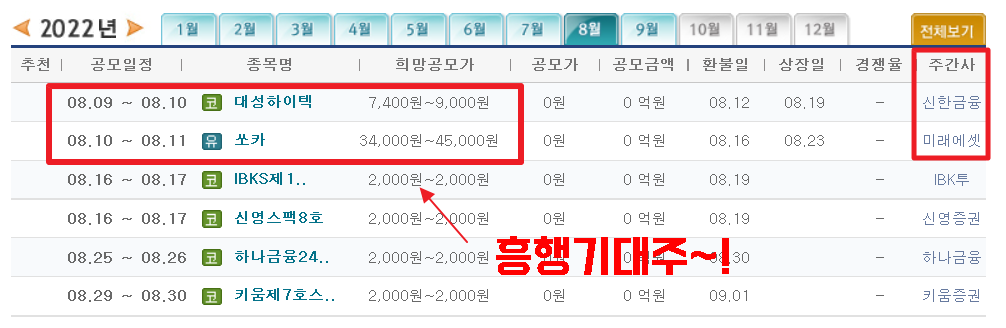  새빗켐 따상 했네요 다음 공모주 청약 관심주 확인하세요 (대성하이텍 , 쏘카)