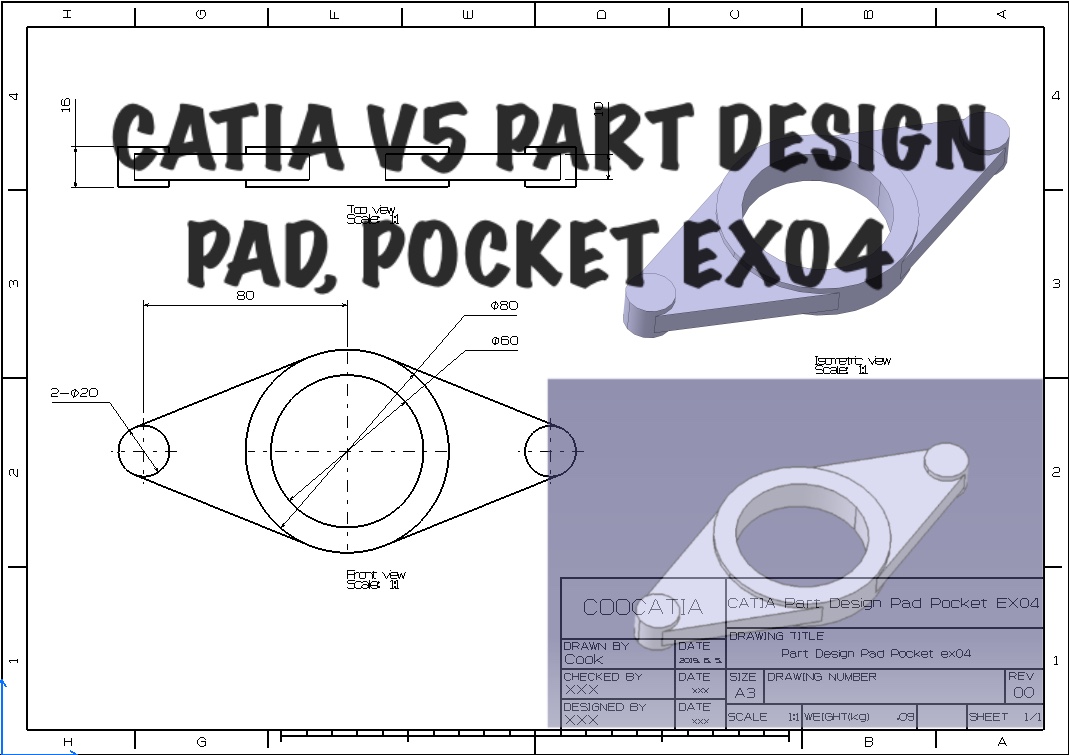  [CATIA] Part Design Pad Pocket Exercise 04 (카티아 파트디자인 패드 포켓 예제 04)