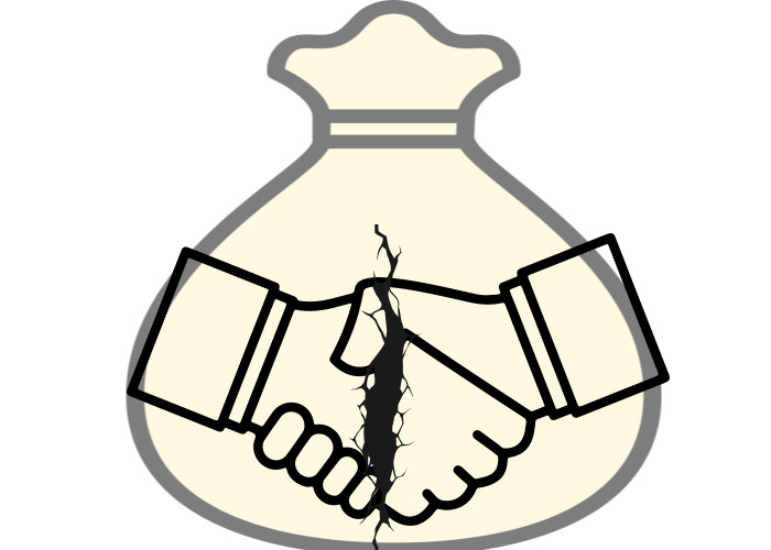 접힌 손의 깨진 이미지