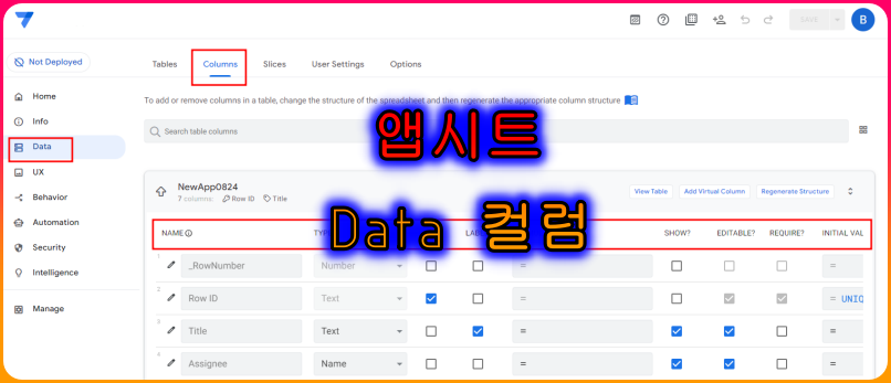 앱시트_AppSheet_데이터_칼럼_명칭