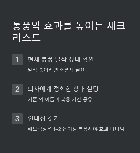 통풍약 효과를 높이는 체크 리스트