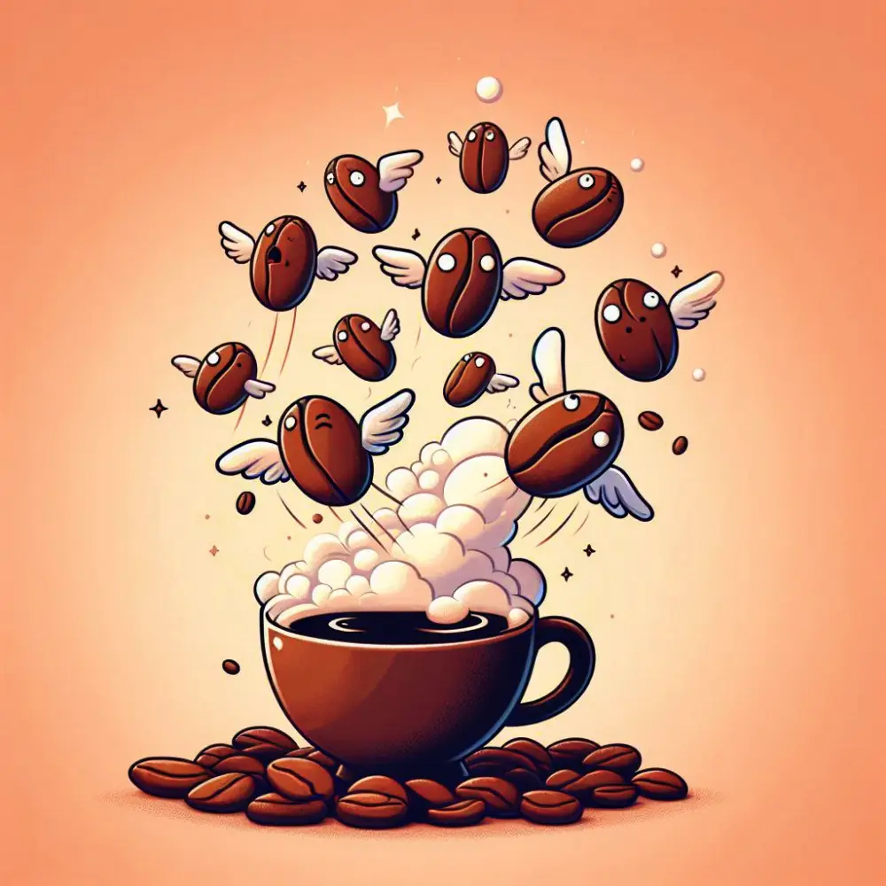 디개싱이 되는 커피의 모습을 표현한 그림