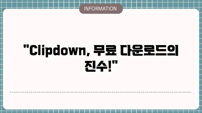 clipdown 무료다운로드