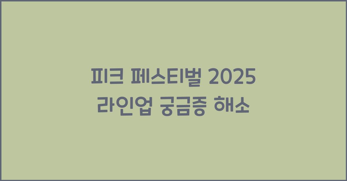 피크 페스티벌 2025 라인업