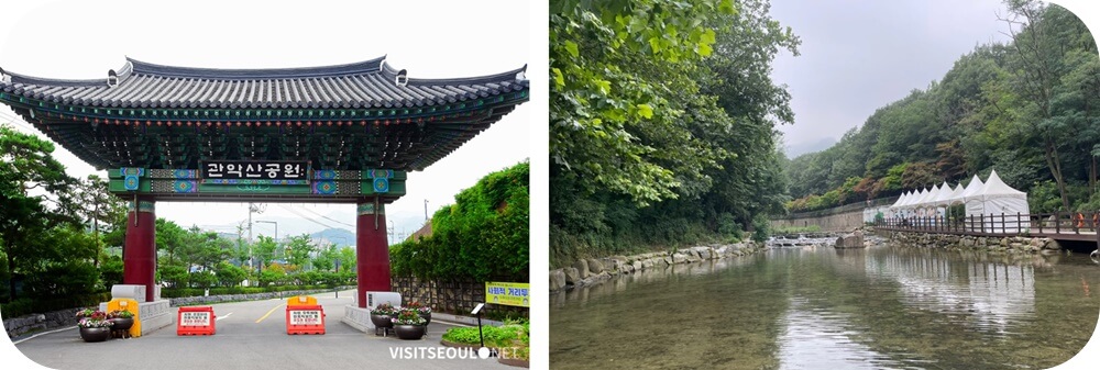 서울-관악구-관악산-계곡-맑은-물-바위-숲-천막-풍경-사진