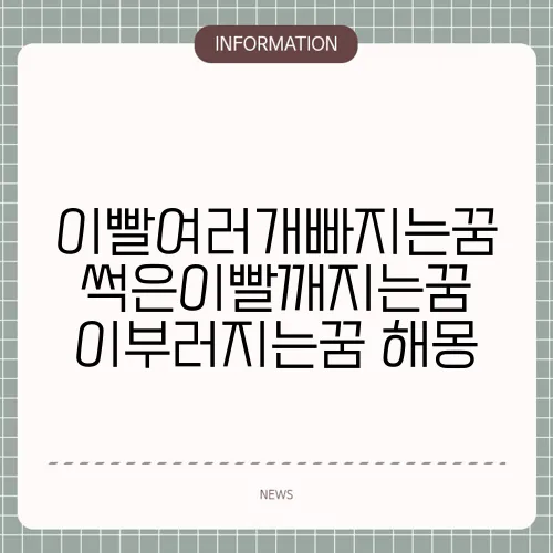 이빨여러개빠지는꿈 썩은이빨깨지는꿈 이부러지는꿈 해몽