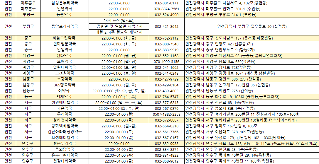 공공 심야 약국