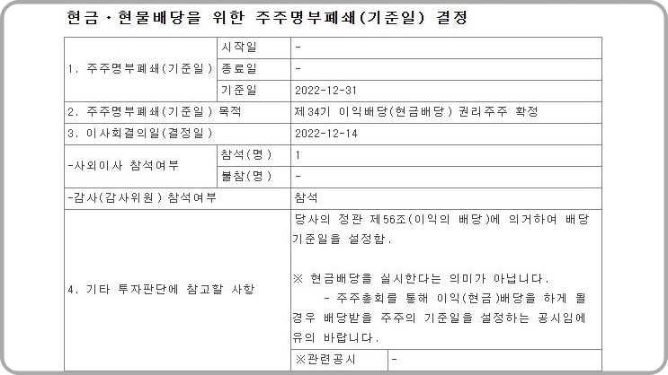 주주명부폐쇄-결정-공시