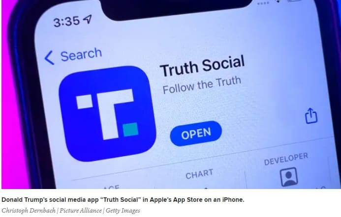  구글 스토어, 트럼프의 Truth Social 다운로드 허용 debuts in the Google Play Store