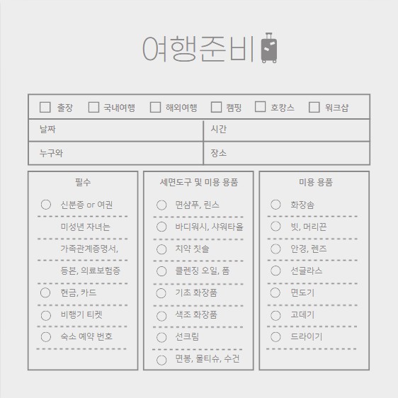 해외 여행 준비물 체크리스트