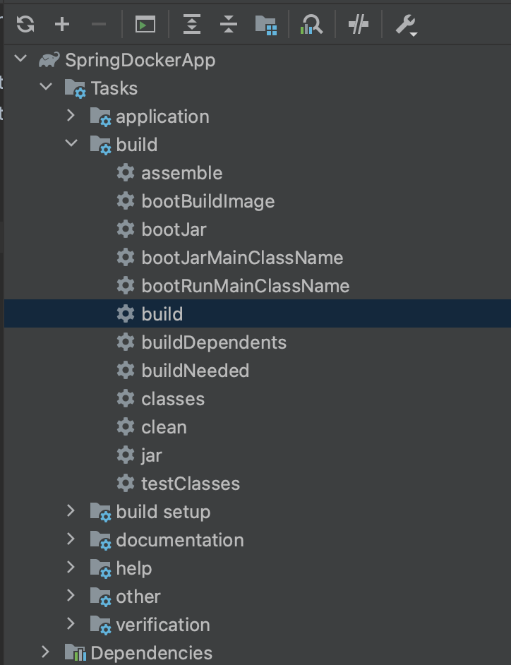 수동 build (Grade -&gt; Tasks -&gt; build -&gt; bootJar)