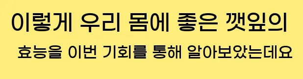  이렇게 우리 몸에 좋은 깻잎의 효능을 이번 기회를 통해 알아보았는데요