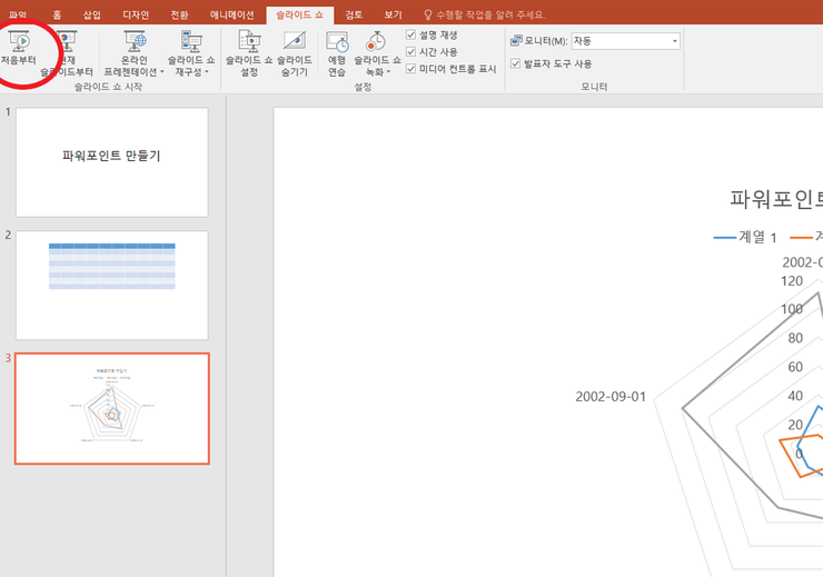 PPT슬라이드쇼 동영상 만들기 및 자동저장 기능