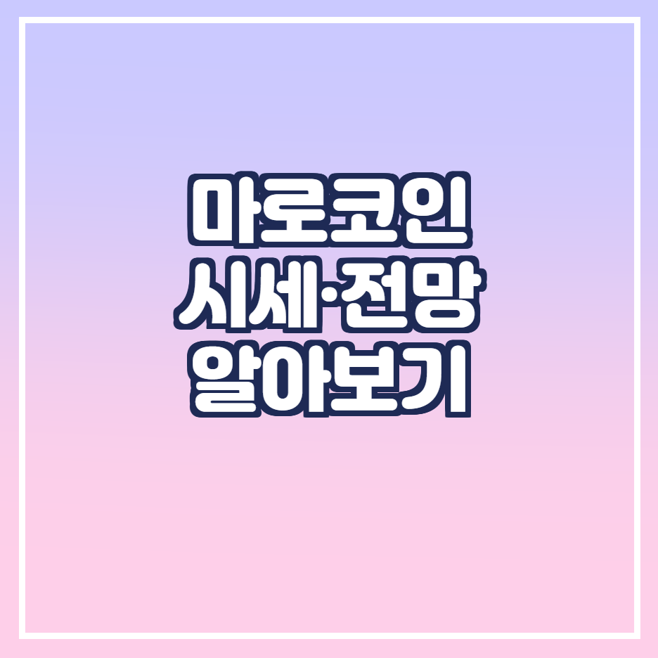  마로코인 전망 시세 호재 두나무 분석