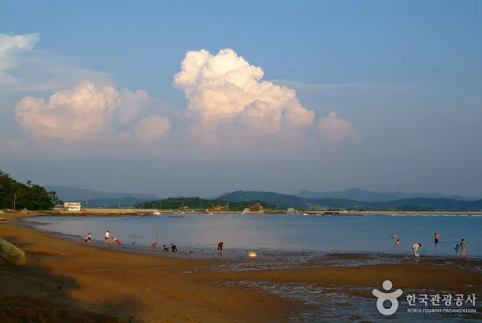 톱머리 해변 전경 이미지