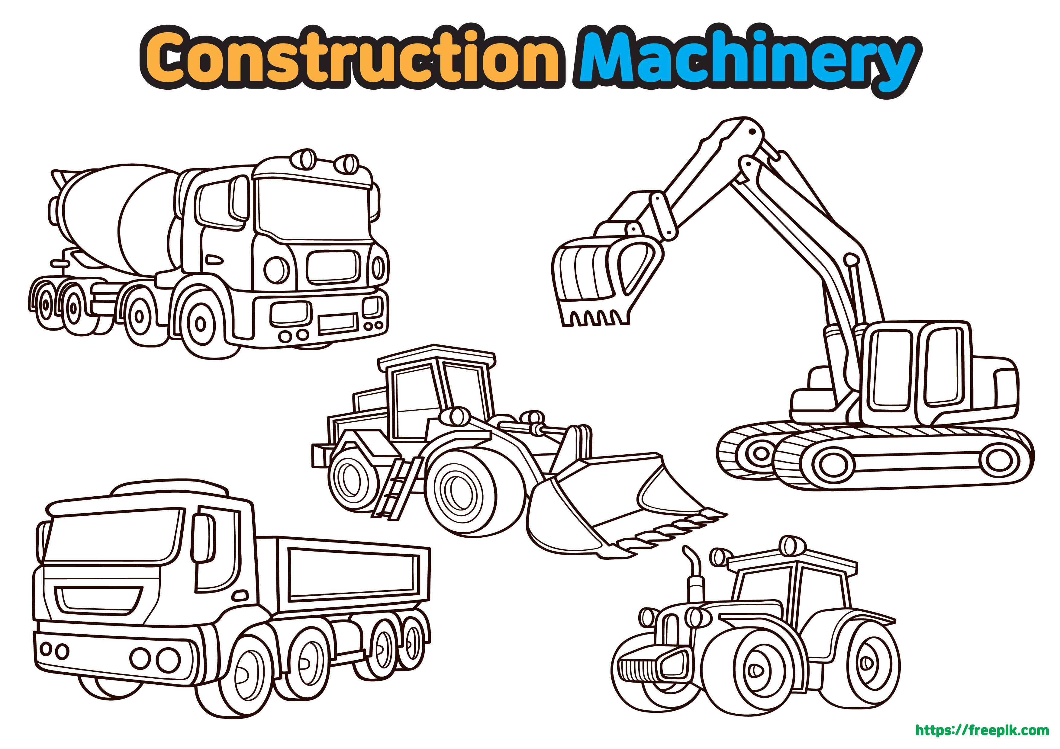 Kids Construction Heavy Equipment Coloring Book Free Download