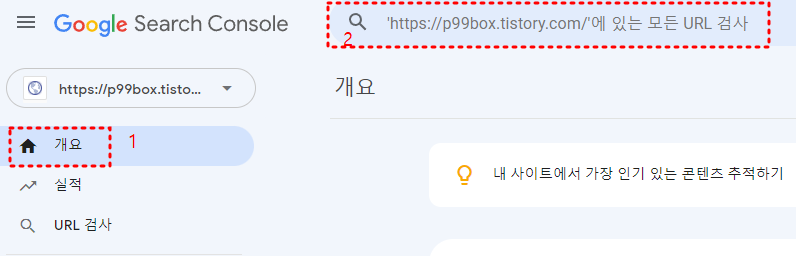 구글서치콘솔에서 URL검사