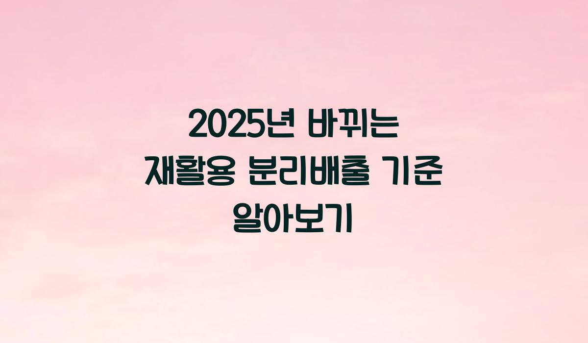 재활용 분리배출 기준