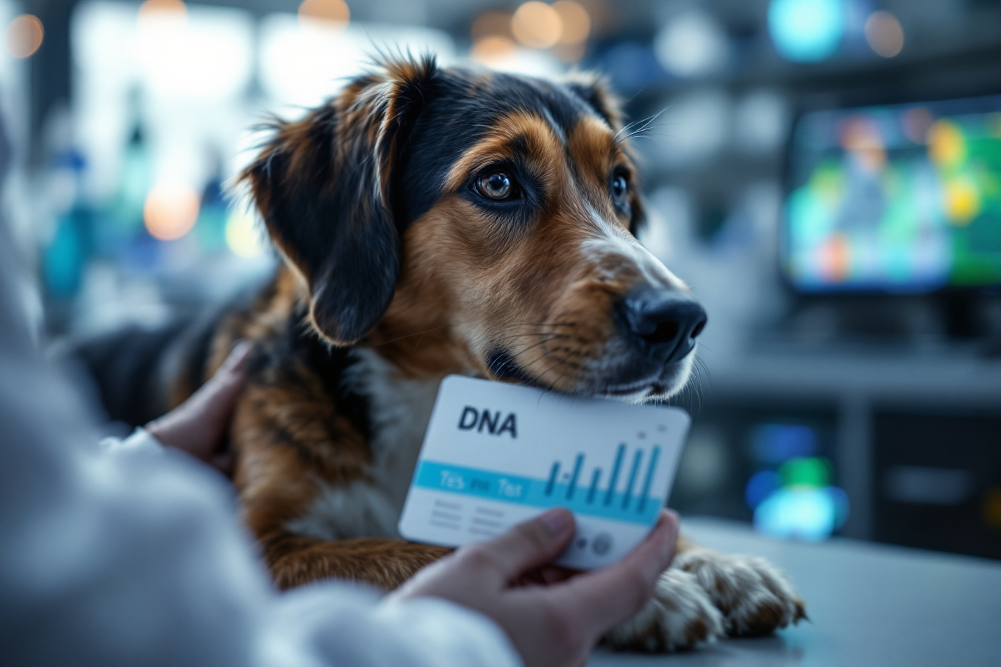 dog DNA test kit with results showing genetic health markers