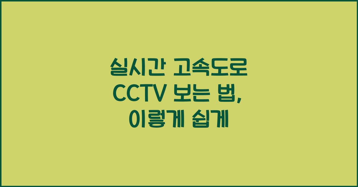 실시간 고속도로 cctv 보는 법