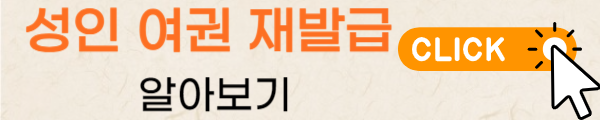 클릭하면 성인 여권 재발급 하는 방법을 알 수 있다.