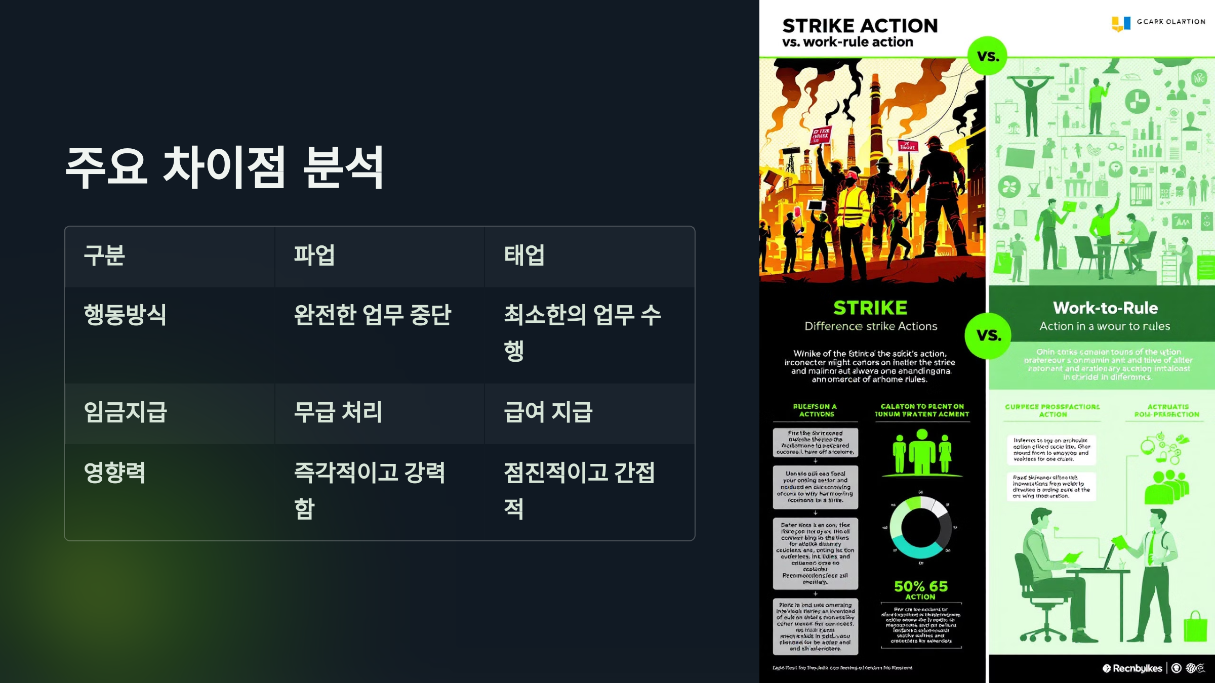 주요 차이점 분석을 소개한 PPT 이미지