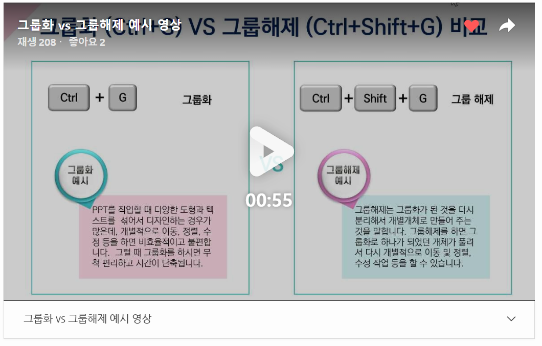 PPT 그룹화 단축키 (Ctrl+G), 그룹해제 단축키 (Ctrl+Shift+G)