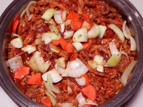 당뇨병을 위한 음식 레시피 : 3. 오리고기야채두루치기 3. 야채 넣고 같이 익히기