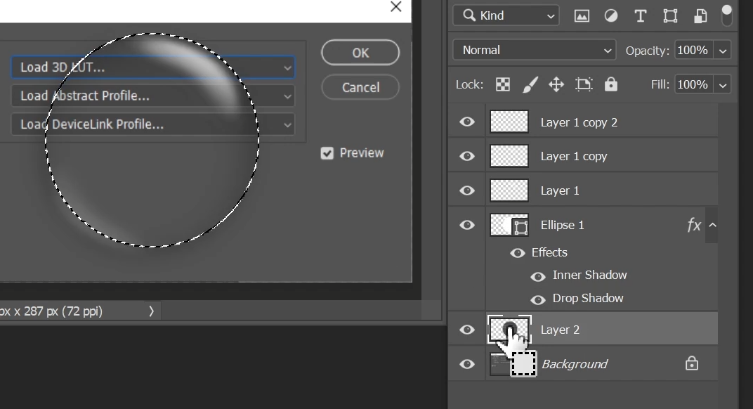 레이어 썸네일부분을 클릭