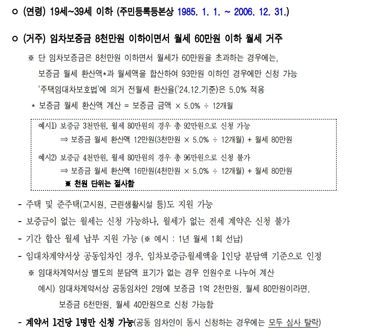 서울시 청년 월세 지원 공고