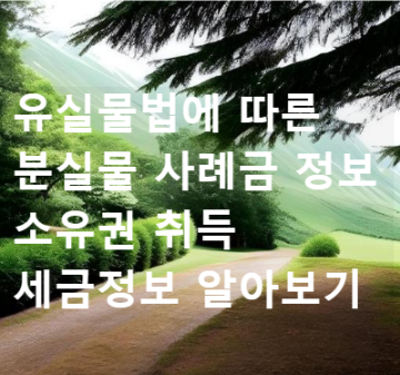  유실물법에 따른 분실물 사례금 정보, 소유권 취득, 세금정보 알아보기
