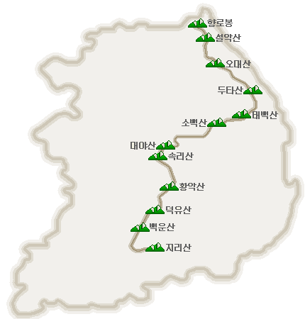  백두대간 코스별 거리(추정) / 산림청