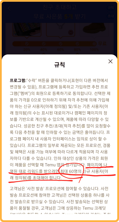 테무 쇼핑몰 크레딧 규칙