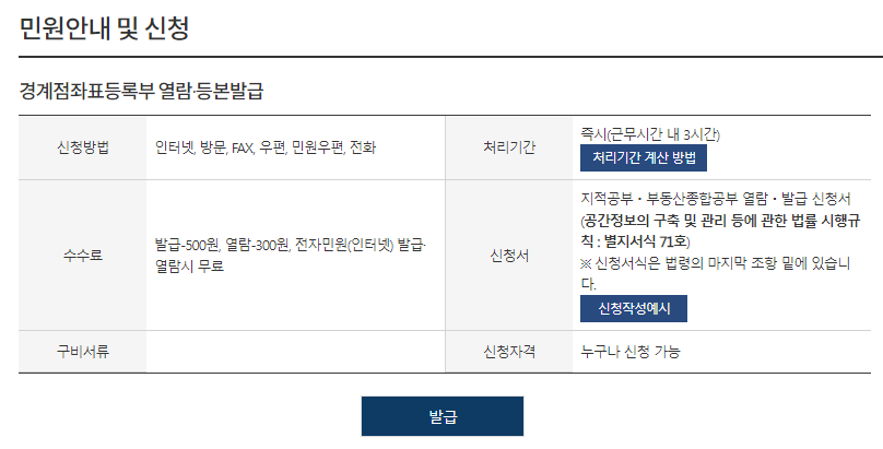 경계점좌표등록부열람발급