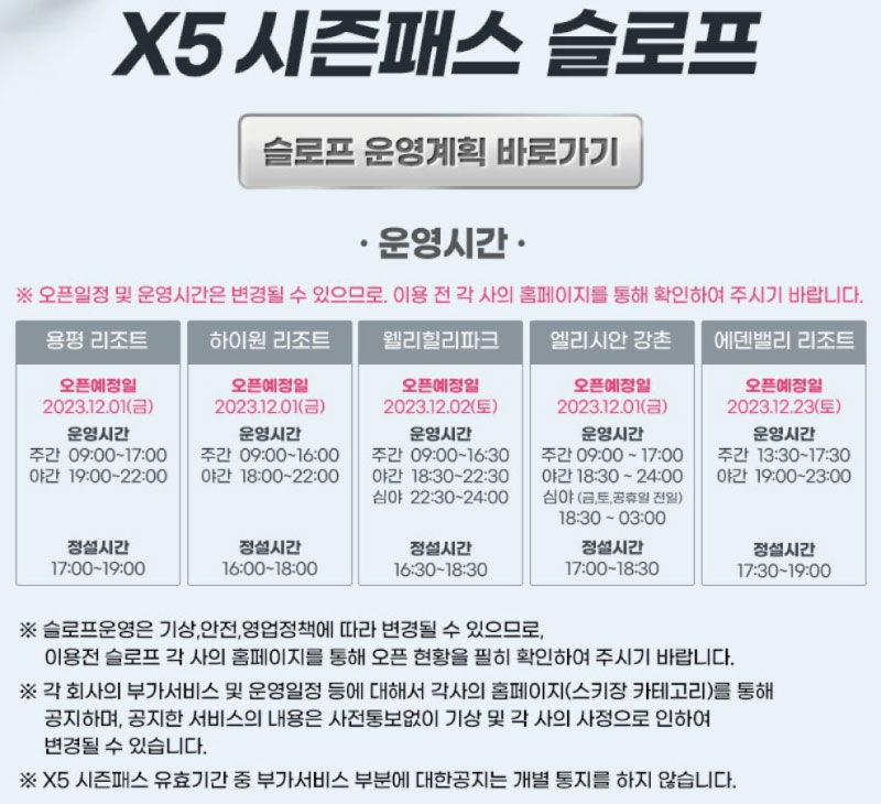 X5-시즌권-슬로프-운영시간