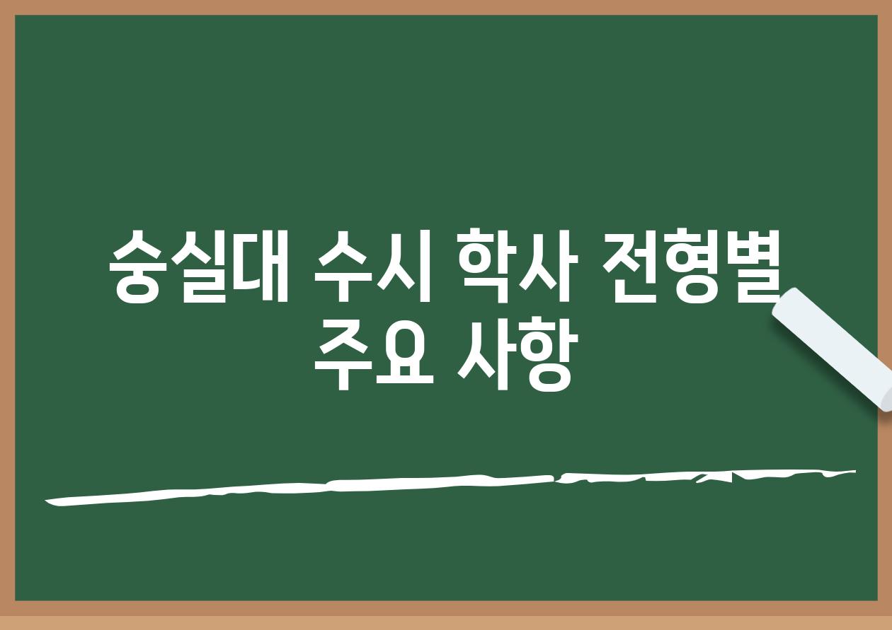 숭실대 수시 학사 전형별 주요 사항