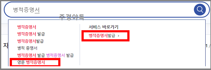 정부24에서-검색창에-병적증명서를-입력하면-발급이-나옴-그리고-영문-병적증명서도-발급할-수-있음