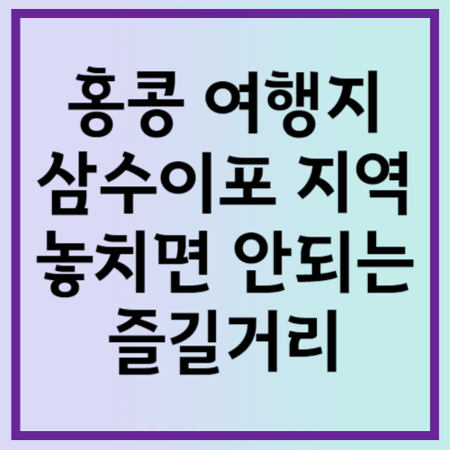 홍콩 여행지 삼수이포 놓치면 안되는 즐길거리