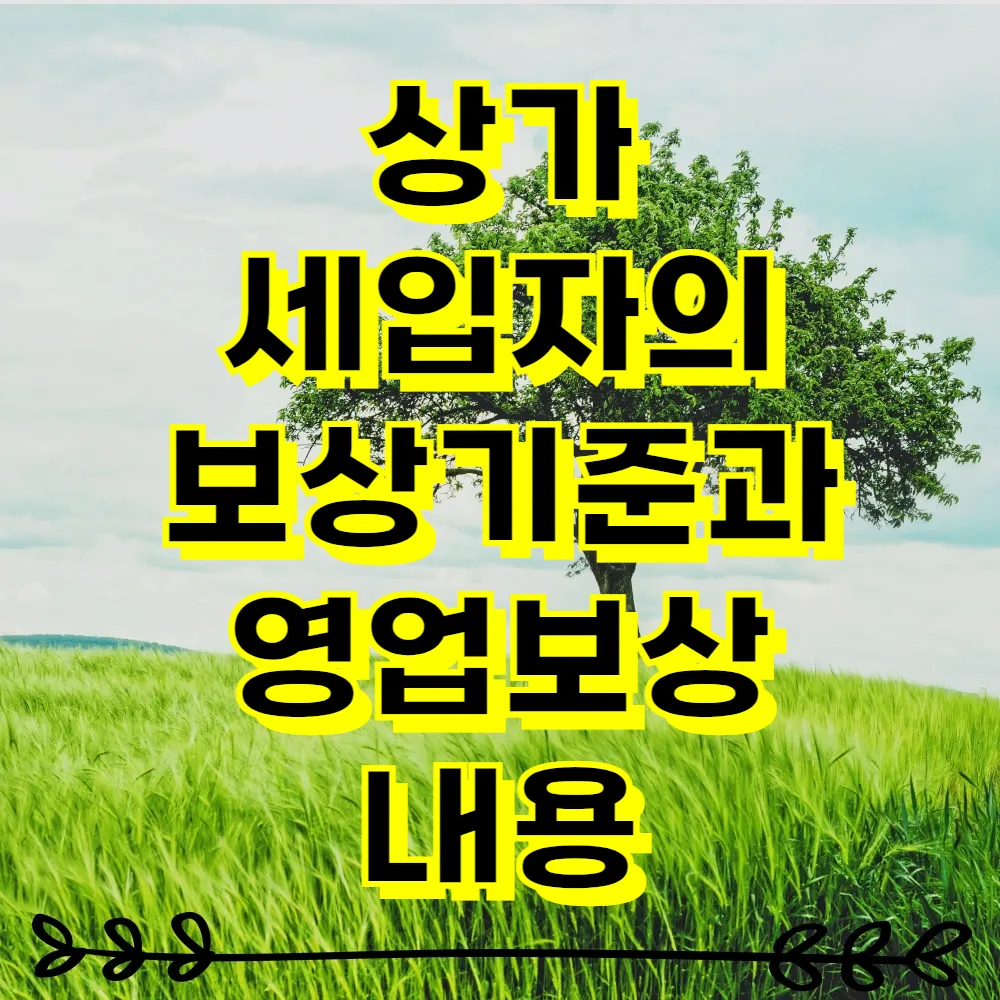 상가 세입자의 보상기준과 영업보상 내용