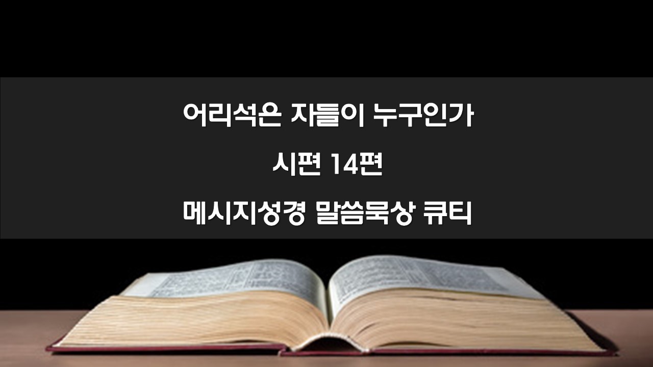 어리석은 자들이 누구인가, 시편 14편 메시지성경 말씀묵상 큐티