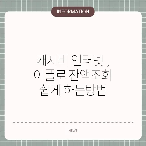 캐시비 인터넷 , 어플로 잔액조회 쉽게 하는방법