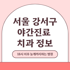 서울 강서구 야간진료 치과 병원 (18시 이후 늦게까지하는 병원)