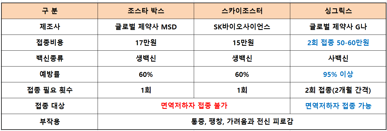 대상포진 예방접종 무료 지원받기