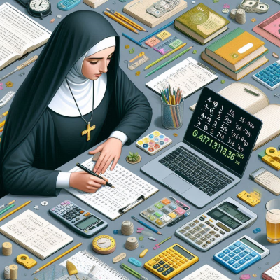 다양한 수학 도구와 계산기가 있는 책상 위에서 수학을 학습하는 모습의 이미지입니다.