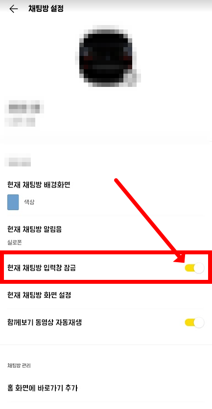 현재 채팅방 입력창 잠금기능을 활성화