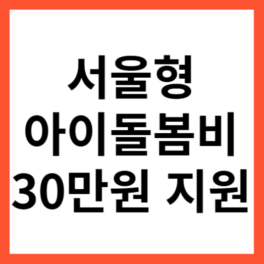  서울형 아이돌봄비 월 30만원 지원받기