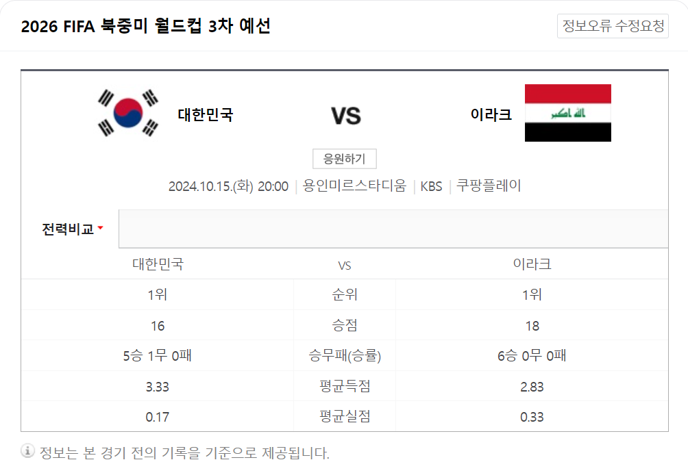 한국 이라크 축구 중계