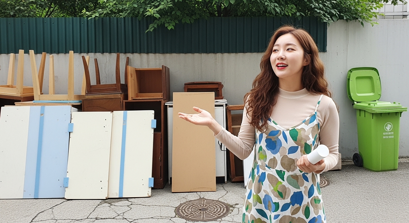 폐가구, 가전의 재활용 하도록 격려하는 리포터