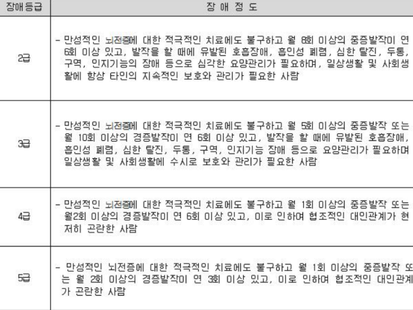 뇌전증 장애등급